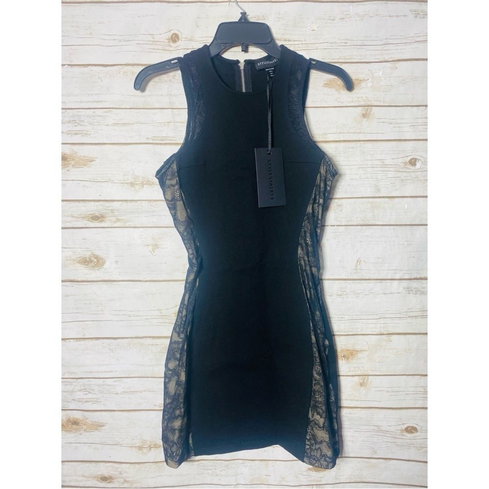Revolve Stylestalker Black and Lace Mini Dress Size 4